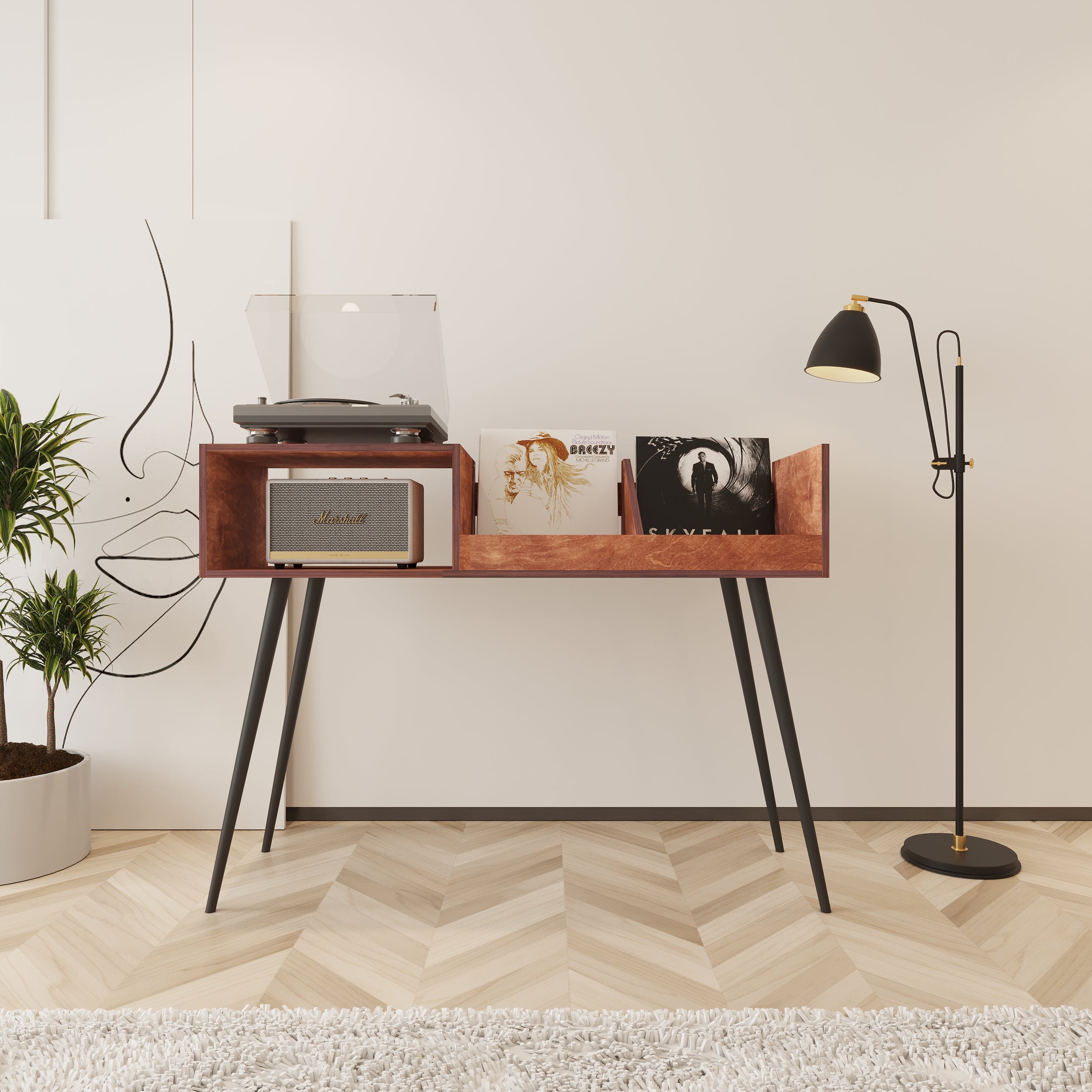 Waltz Turntable Stand With Storage