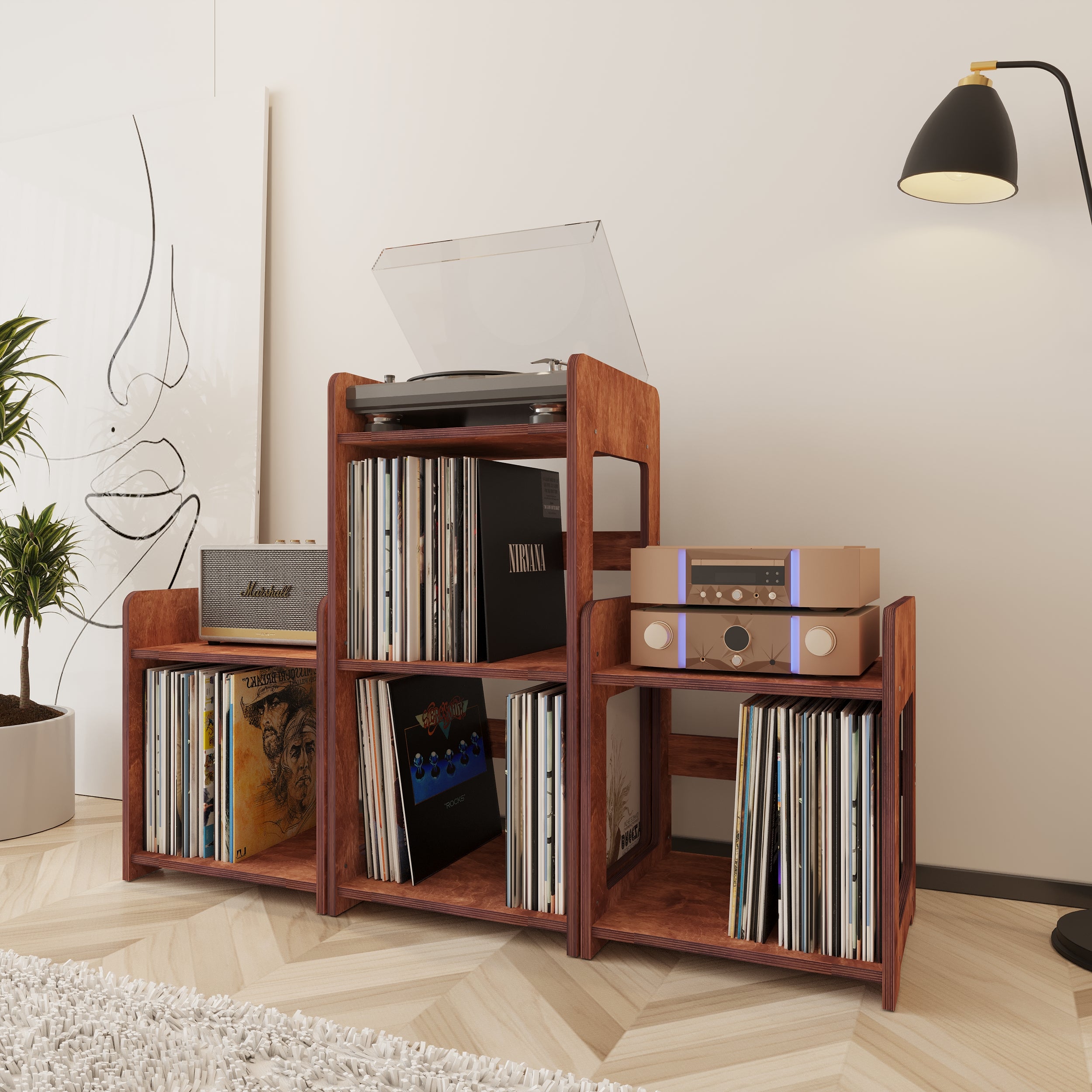Crest Record Player Stand With Storage