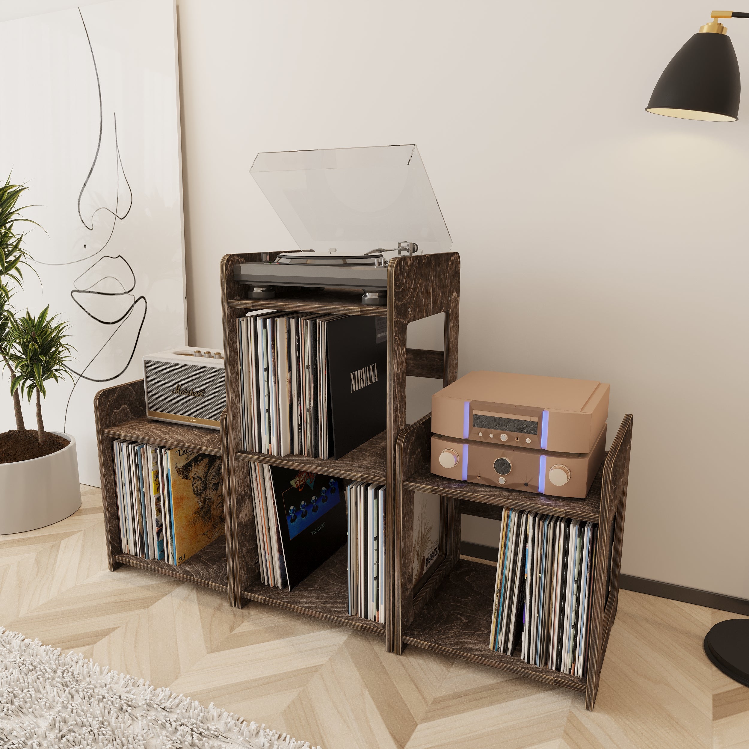Crest Record Player Stand With Storage