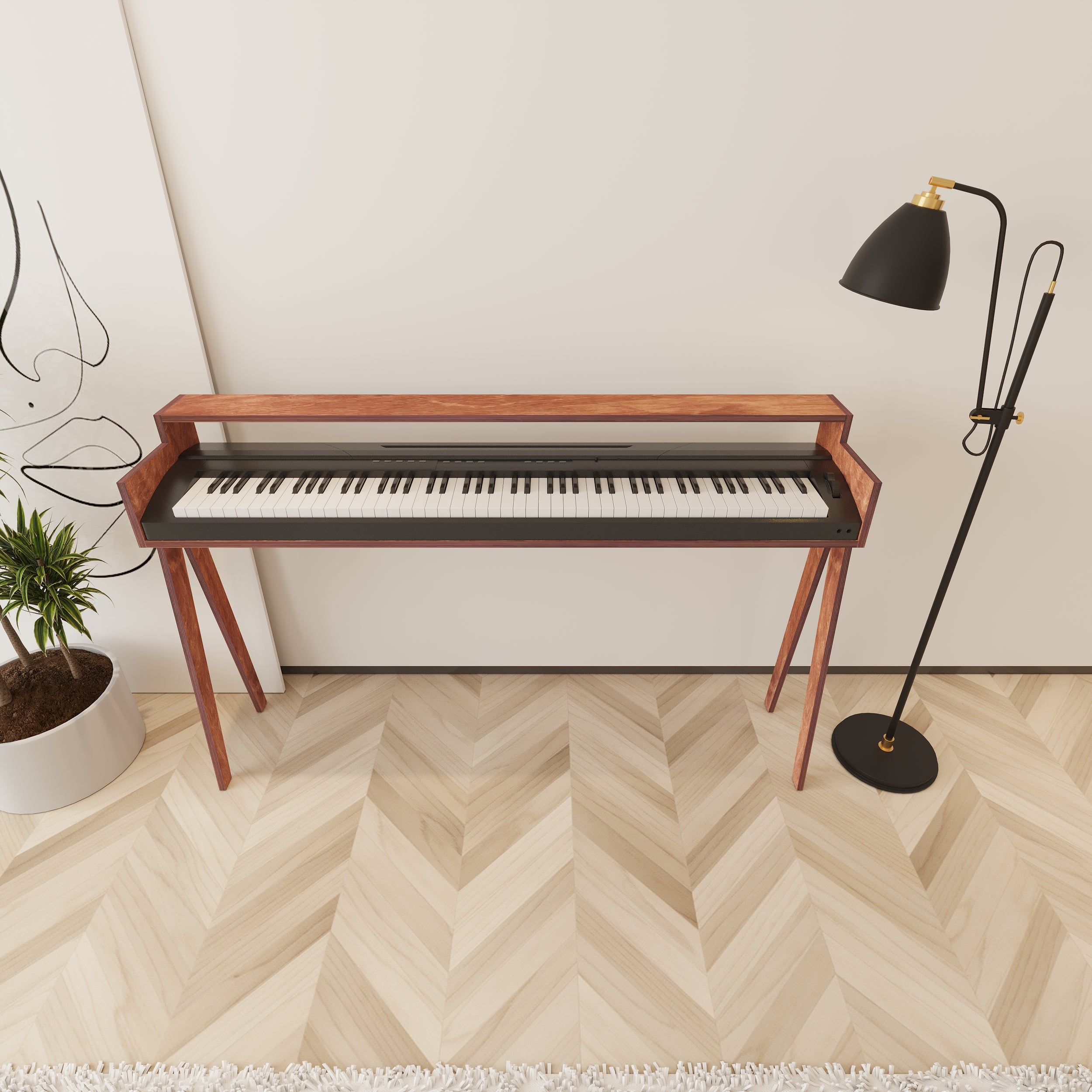 Spinette Wooden Keyboard & Piano Stand