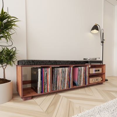 Allegro Record Player Stand & Vinyl Storage & Bench - Furonic