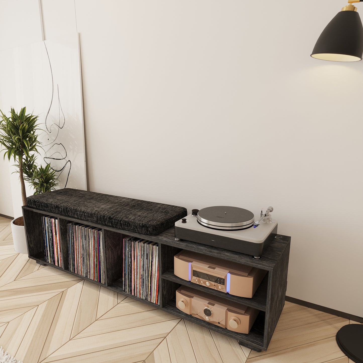 Allegro Record Player Stand & Vinyl Storage & Bench