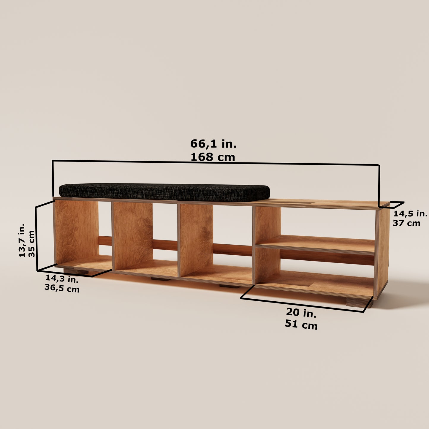 Allegro Record Player Stand & Vinyl Storage & Bench