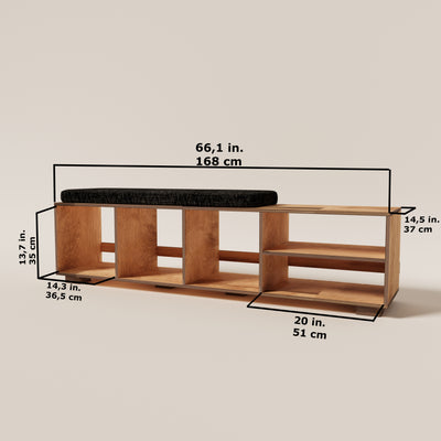 Allegro Record Player Stand & Vinyl Storage & Bench - Furonic