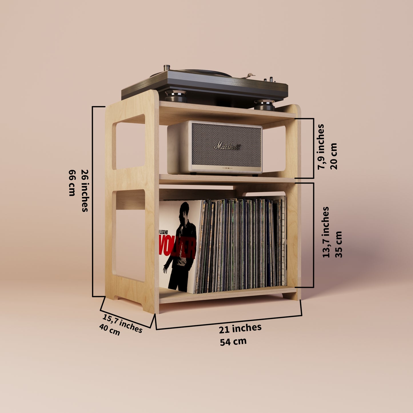 Cadence Record Player Stand With Storage