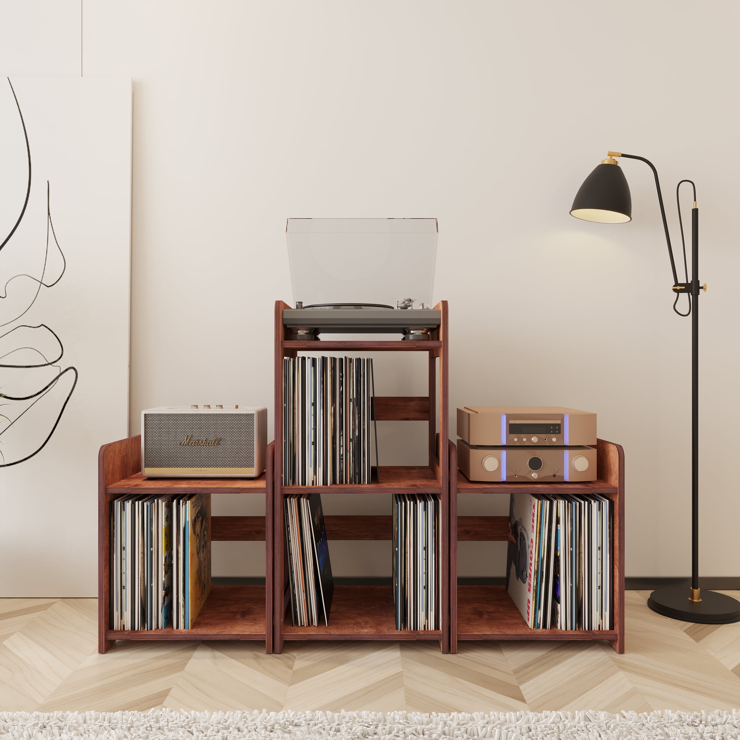 Crest Record Player Stand With Storage