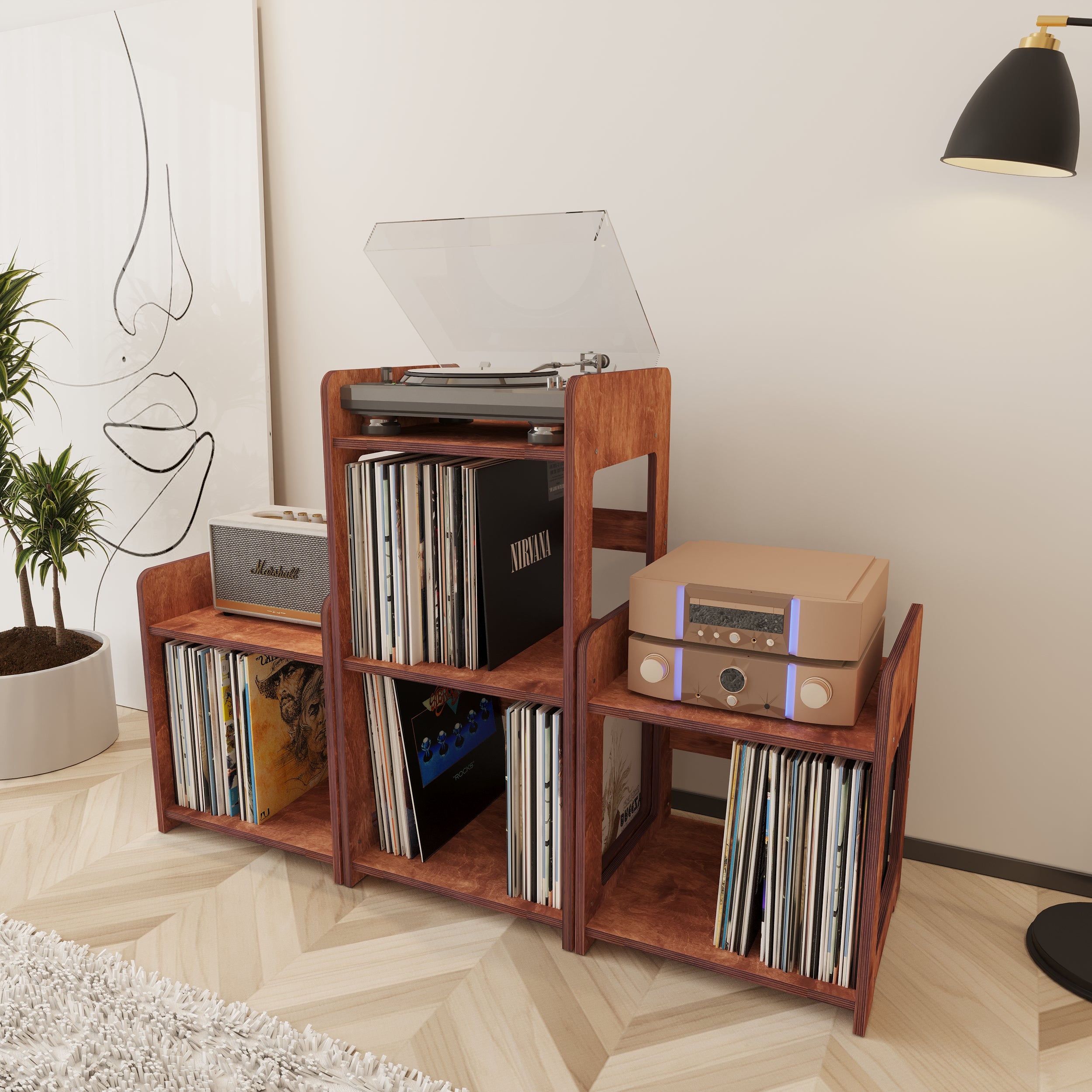Crest Record Player Stand With Storage