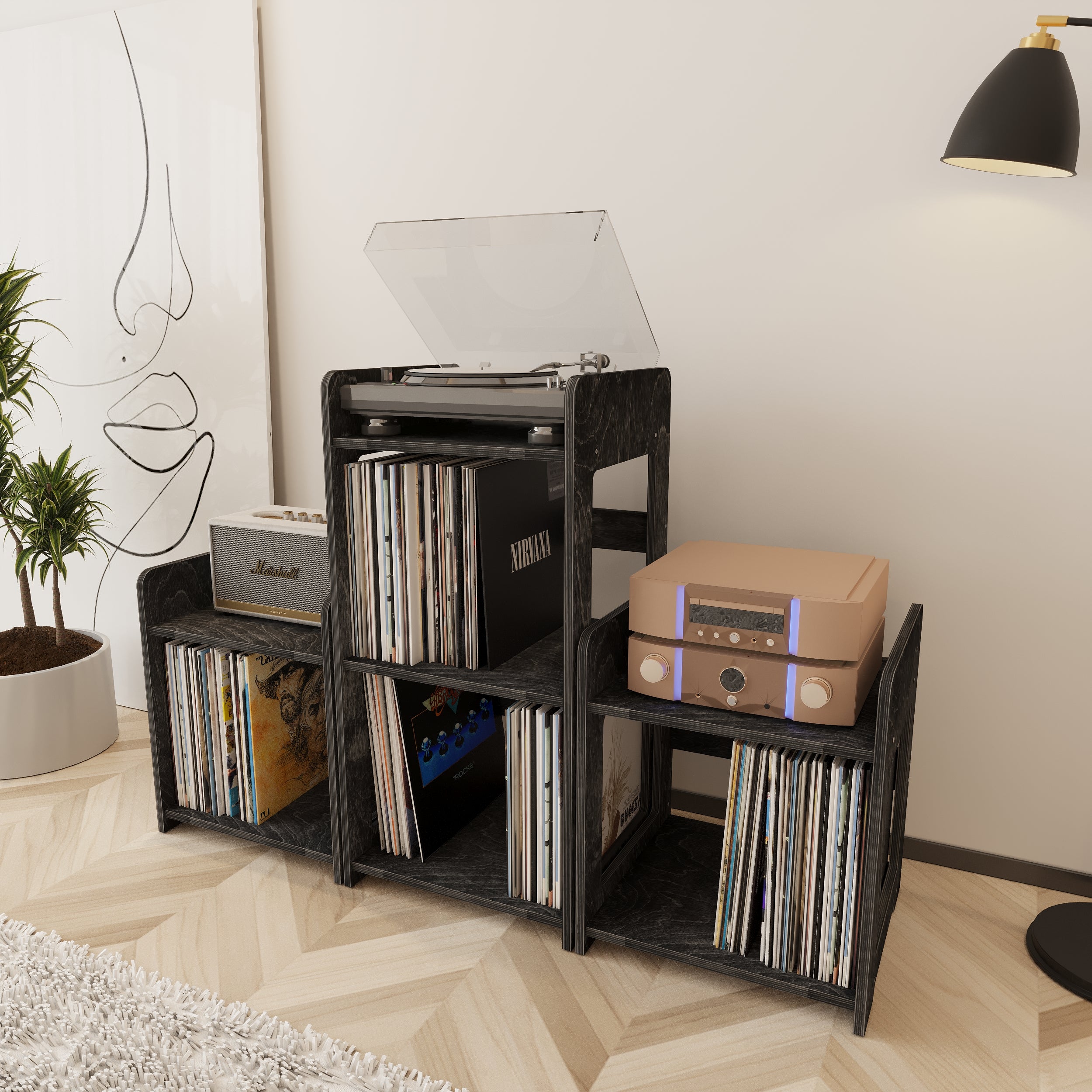 Crest Record Player Stand With Storage