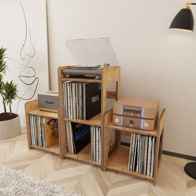 Crest Record Player Stand With Storage - Furonic