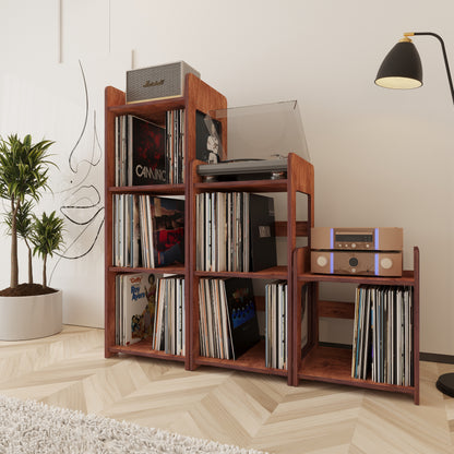 Summit Record Player Stand With Vinyl Storage